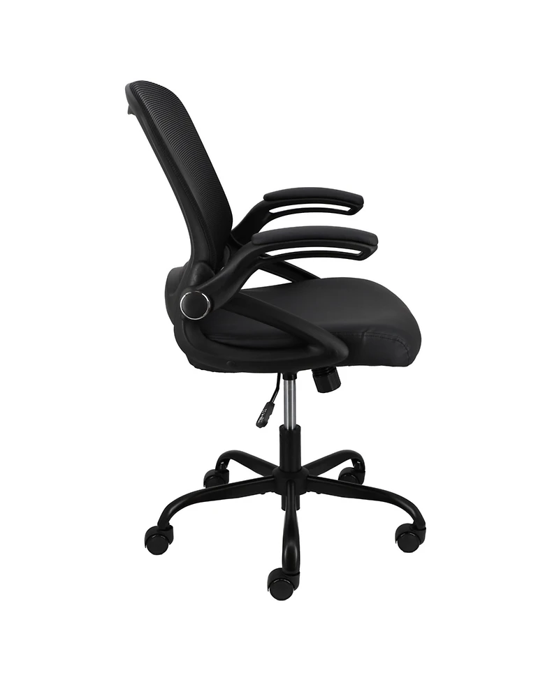 Elama Mid Back Adjustable Mesh and Fabric Office Chair in Black