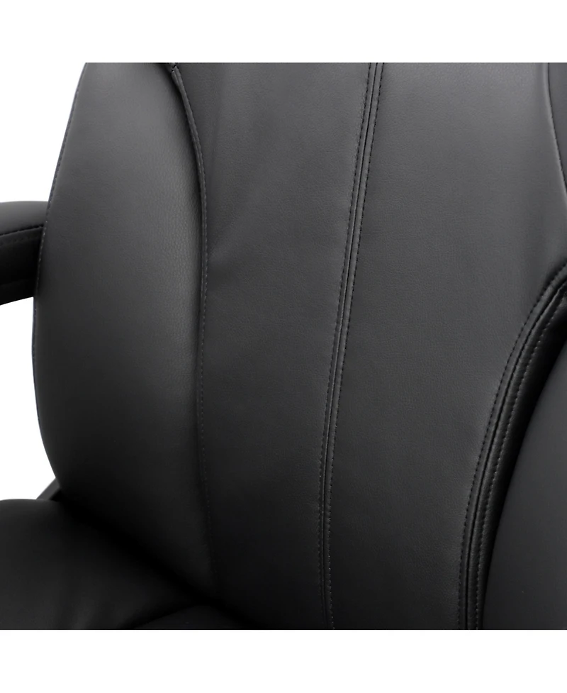 Elama High Back Adjustable Faux Leather Office Chair in Black and Black Base