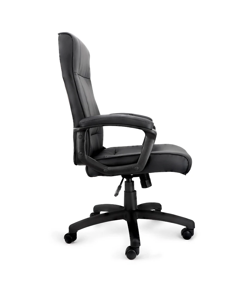 Elama High Back Adjustable Faux Leather Office Chair in Black