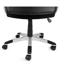 Elama High Back Adjustable Faux Leather Office Chair in Black and Gray Base