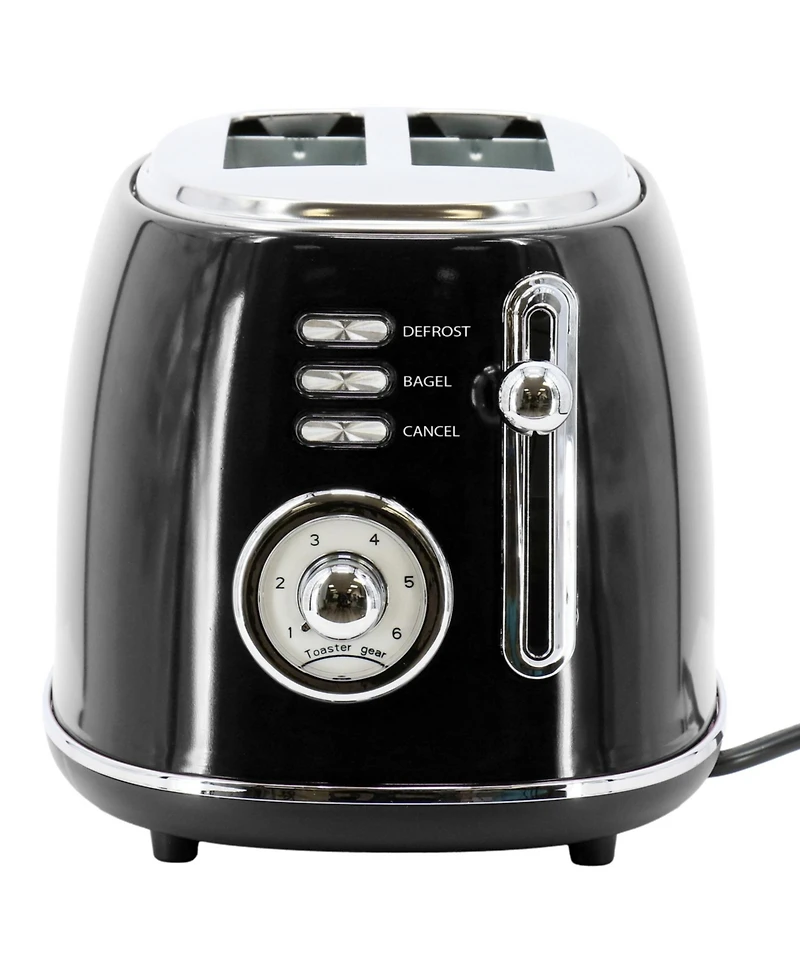 MegaChef 1.8 Quart Electric Tea Kettle and 2 Slice Toaster Combo in Black