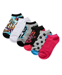 MeMoi Women's 6 Pair Pack Graffiti Style Low Cut Socks