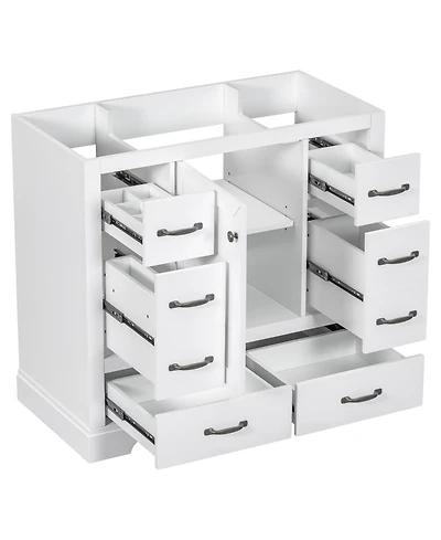 Casainc 36" Bathroom Vanity, Cabinet Base Only, Six Drawers with Multi-Functional Drawer Divider and Adjustable Shelf