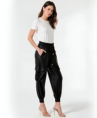 Modenaire Women's Faux Leather Jogger Pants