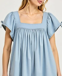 Modenaire Women's Flutter-Sleeve Babydoll Dress