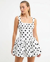 Modenaire Women's Polka Dot Corset Bodice Flared Mini Dress