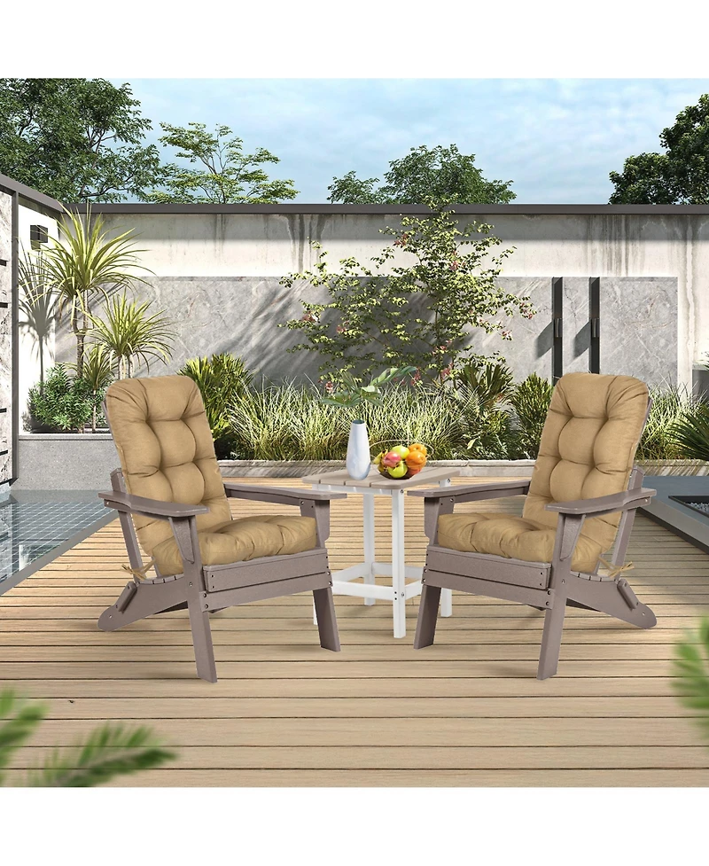 Aoodor Tufted Adirondack Chair Cushion, Outdoor High Back Cushions with Ties, Waterproof and Fade Resistant, Set of 2