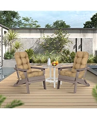 Aoodor Tufted Adirondack Chair Cushion, Outdoor High Back Cushions with Ties, Waterproof and Fade Resistant, Set of 2