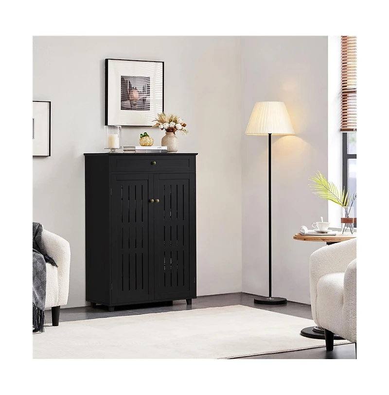 5-Tier & 1 Drawer Adjustable Shoe Storage Cabinet White