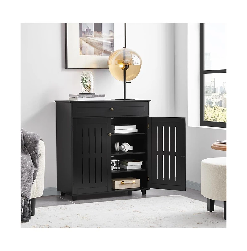 4-Tier Adjustable Shoe Storage Cabinet with 1 Drawer White