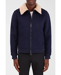 Bagatelle Homme Men's Wool Blend Faux Fur Collared Bomber Jacket