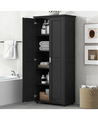 Casainc Storage Cabinet with Two Doors for Bathroom, Office, Adjustable Shelf, Mdf Board