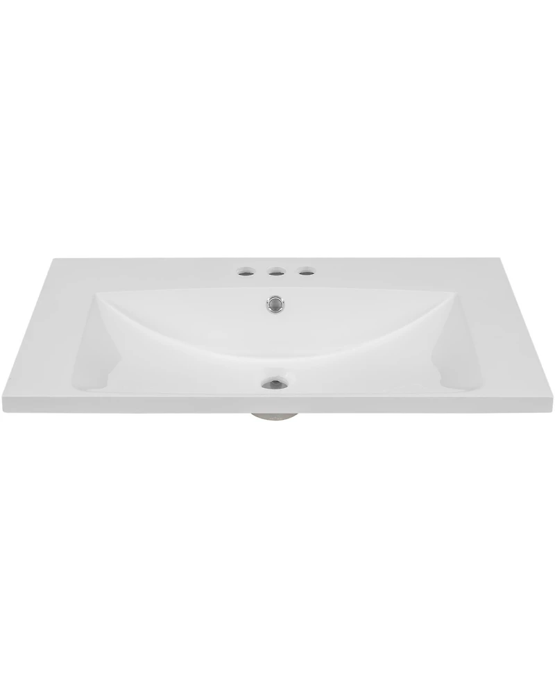 Casainc 30" Single Bathroom Vanity Top with Basin, 3-Faucet Holes, Ceramic Construction