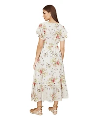 Yumi Women's Floral Broderie Anglaise Wrap Midi Dress
