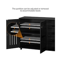 Louvered Door 4-Tier Shoe Storage Cabinet Closed Shoes Rack
