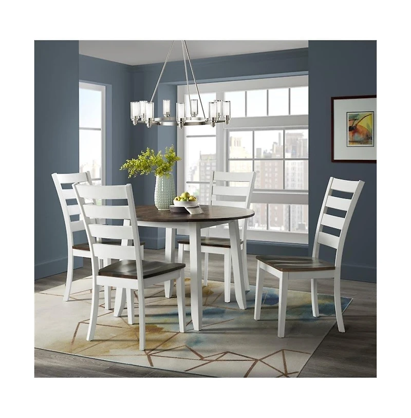 Intercon Table, 42"" Drop Leaf in Gray & White