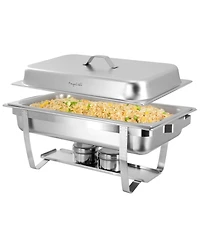 MegaChef 9.5 Quart Stackable Stainless Steel Professional Chafing Dish/Food Warmer/Buffet Server Serving Dish