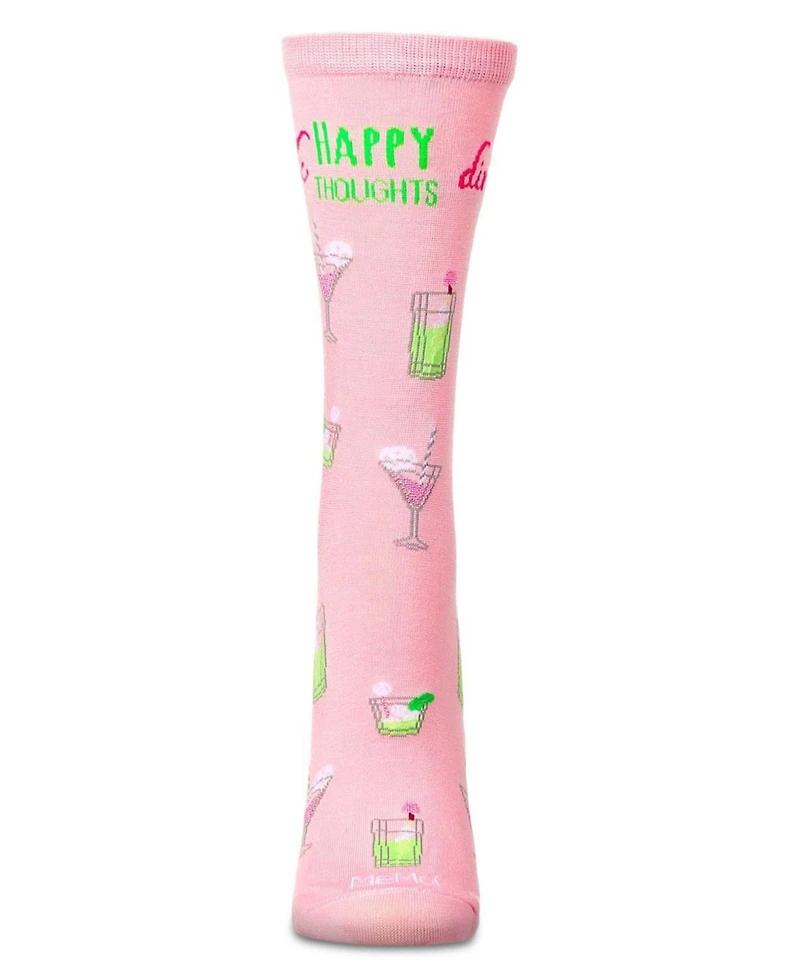 MeMoi Women's Drink Happy Thoughts Rayon From Crew Socks