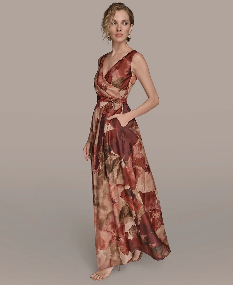 Donna Karan New York Women's V-Neck Floral Ball Gown