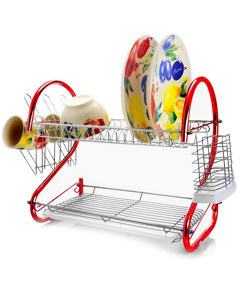 MegaChef 16 Inch Two Shelf Iron Wire Dish Rack in