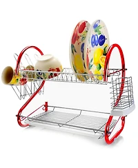MegaChef 16 Inch Two Shelf Iron Wire Dish Rack in
