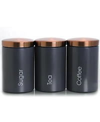 MegaChef Essential Kitchen Storage 3 Piece Sugar, Coffee and Tea Canister Set in Matte Gray