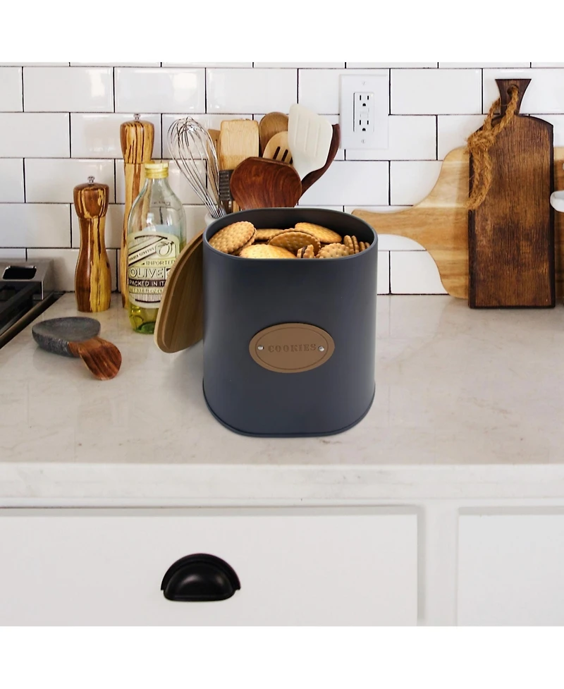 MegaChef Kitchen Food Storage and Organization 5 Piece Canister Set in Grey with Bamboo Lids