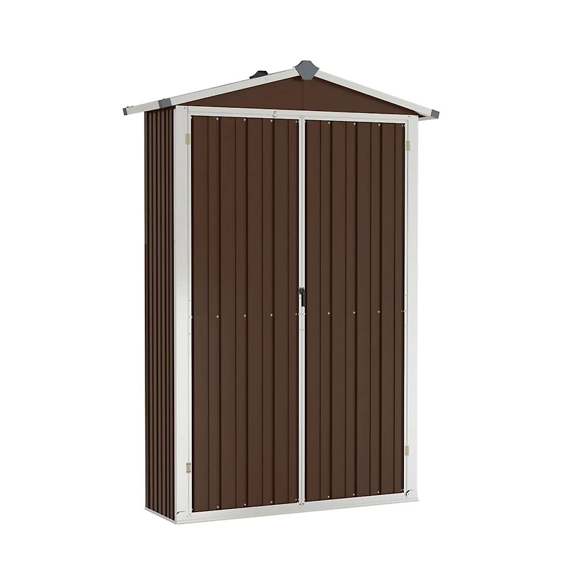 vidaXL Garden Shed Brown Galvanized Steel and Plastic