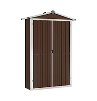 vidaXL Garden Shed Brown Galvanized Steel and Plastic