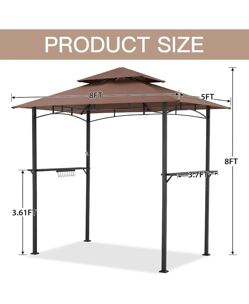 Aecojoy Grill Gazebo 8'x5'Outdoor Patio Backyard Bbq Grill Shelter