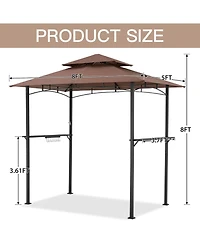 Aecojoy Grill Gazebo 8'x5'Outdoor Patio Backyard Bbq Grill Shelter