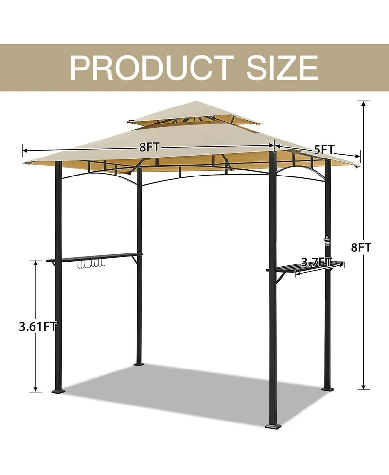 Aecojoy Grill Gazebo 8'x5'Outdoor Patio Backyard Bbq Shelter