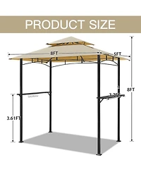 Aecojoy Grill Gazebo 8'x5'Outdoor Patio Backyard Bbq Shelter