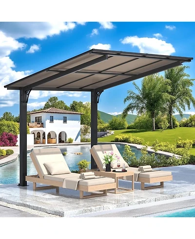 Aecojoy 8' x 8' Gazebo for Patio, Freestanding Lean to Hard Top Gazebo Carport Shelter