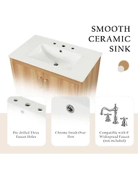 Casainc 30" Bathroom Vanity with Sink Combo, Multi-Functional Cabinet with Doors and Drawer, Mdf Board