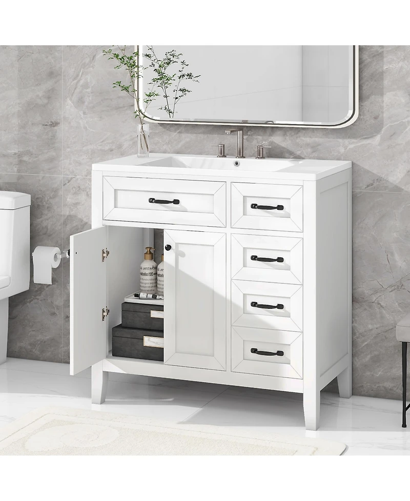 Casainc 36" Bathroom Vanity with Sink Combo, Cabinet with Drawers, Solid Frame and Mdf Board