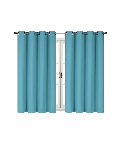 Kate Aurora 100% Thermal Blackout Bath & Kitchen Window Curtains - 50 in. W x 45 L, Teal