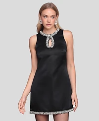 Avec Les Filles Women's Embellished Neckline Shift Dress