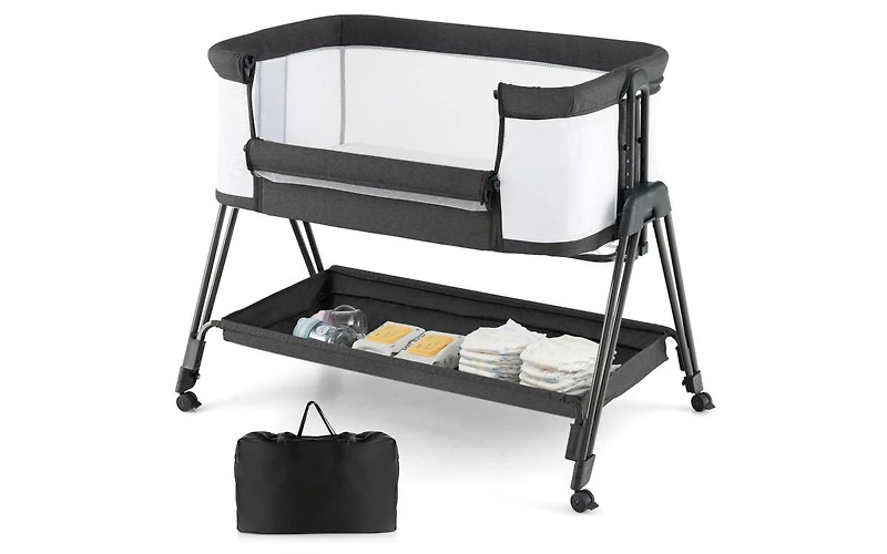 Gouun Portable Bedside Bassinet with 7 Adjustable Heights