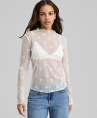 And Now This Women's Bow-Motif Lace Mock Neck Top, Macy's Exclusive