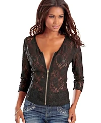 Lascana Women's Floral Lace Zip Jacket