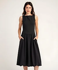 Modenaire Women's Sleeveless Bateau-Neck Fit-And-Flare Midi Dress