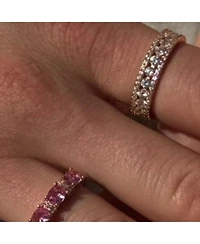 Suzy Levian Sterling Silver Cubic Zirconia Three Row Modern Eternity Band Ring