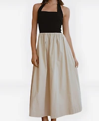 Modenaire Women's Two-Tone Halter Maxi Dress