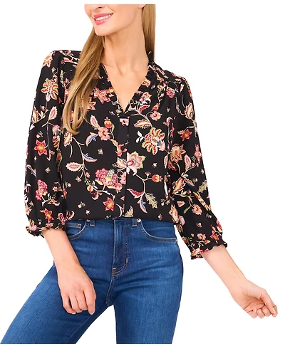 CeCe Women's 3/4 Sleeve V-Neck Top