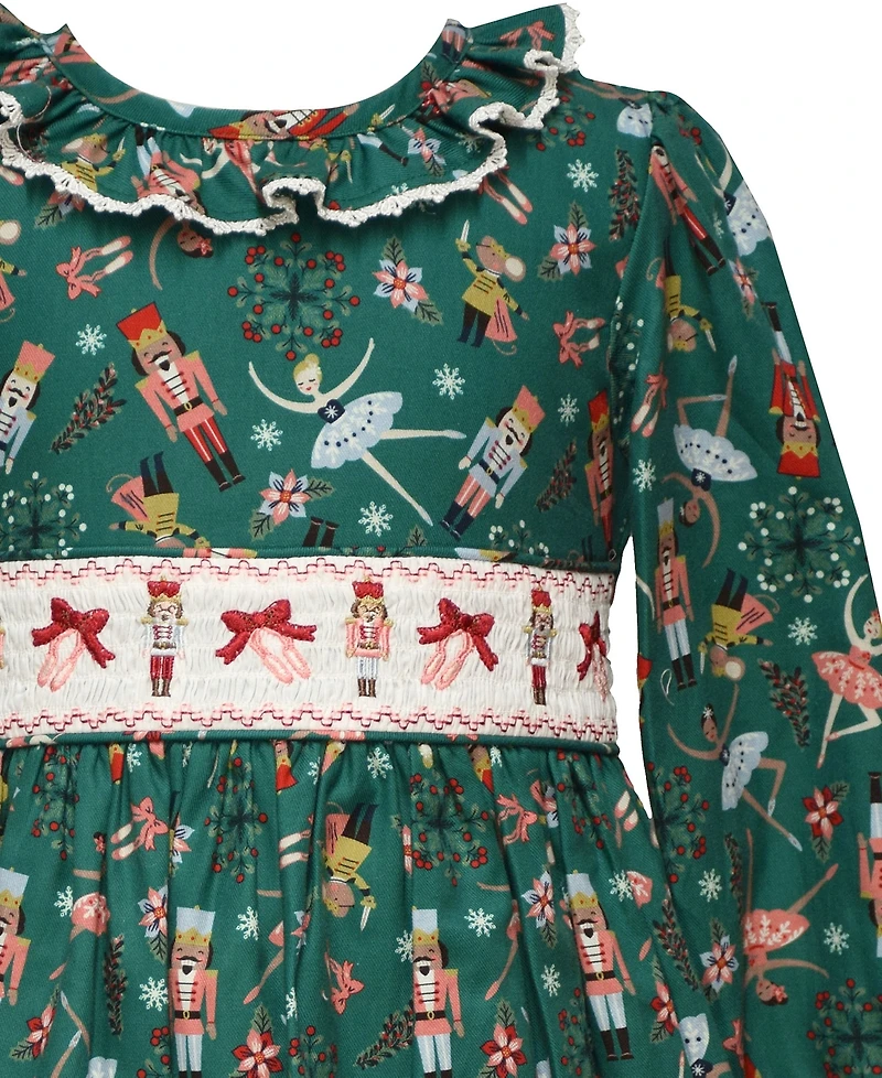 Bonnie Jean Girls 2T-6X Nutcracker Print Smocked Dress