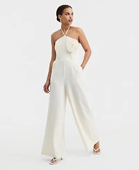 Bar Iii Women's Rosette Halter Neck Wide-Leg Jumpsuit, Macy's Exclusive