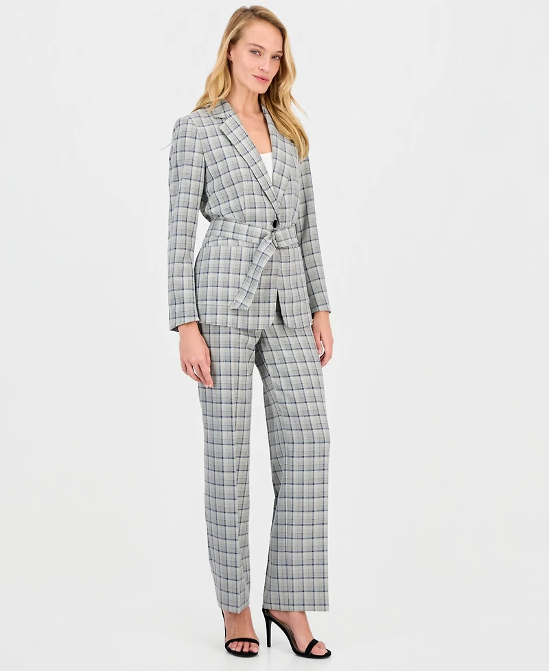 Anne Klein Women's Belted Notch-Collar Long-Sleeve Jacket