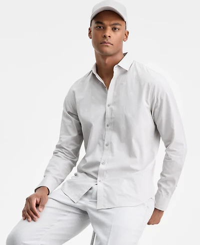 Alfani Men's Long-Sleeve Micro Chevron Shirt, Macy's Exclusive