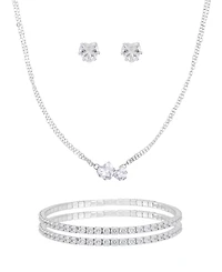 Guess 3-Pc. Cubic Zirconia Gold-Tone Heart Necklace, Stud Earrings, and Bracelet Gift Set